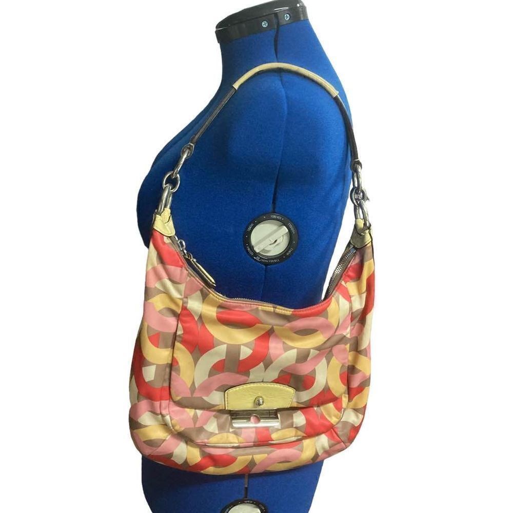 COACH Kristin Satchel Handbag  L1276-F22745 Yellow Pink&Tan READ DESCRIPTION‎